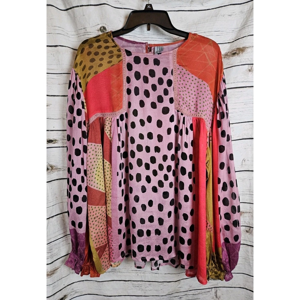 Anthropologie Blank London Miranda Peasant Chiffon Top XL Artsy Boho Babydoll